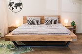Bed van hout en staal - Bed Baarle Nasau - wood and steel - inclusief nachtkastje - 180 x 200