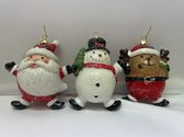 Crazy kerstballen kerstman, sneeuwpop, rendier afmeting 12 x 6 x 4 cm