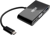 Tripp-Lite U444-06N-VUB-C USB-C to VGA Adapter with USB-A Hub and PD Charging - USB 3.1, Thunderbolt 3, 1080p, Black TrippLite