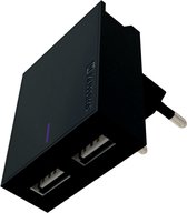 Swissten USB Oplader met 2 USB Poorten - 15W - Zwart