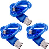 AZDelivery 3 x Blauwe USB-kabel voor USB A naar USB Micro B, met USB 2.0