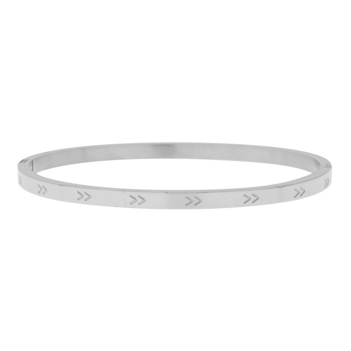 Bangle armband V - Smal - Zilver - Stainless steel (verkleurt niet) - Verlengkettinkje