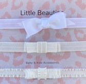 Haarbandjes - Little Beauties  - baby - peuter - set 3 stuks - wit - leeftijd 0-36 maanden - kraamkado - baby musthave - newborn - haaraccessoire - babyshower