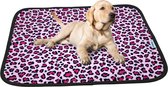 Luxe puppy training pad - Plasmat - Luipaard roze - 60 x 45 cm - Hondentoilet - Herbruikbaar - Wasbaar