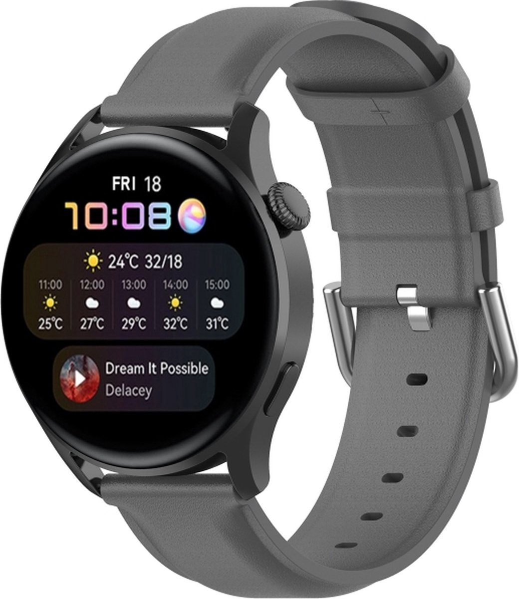 Leren bandje - grijs, geschikt voor Garmin Vivoactive 4 en Venu 2 - kunstleer