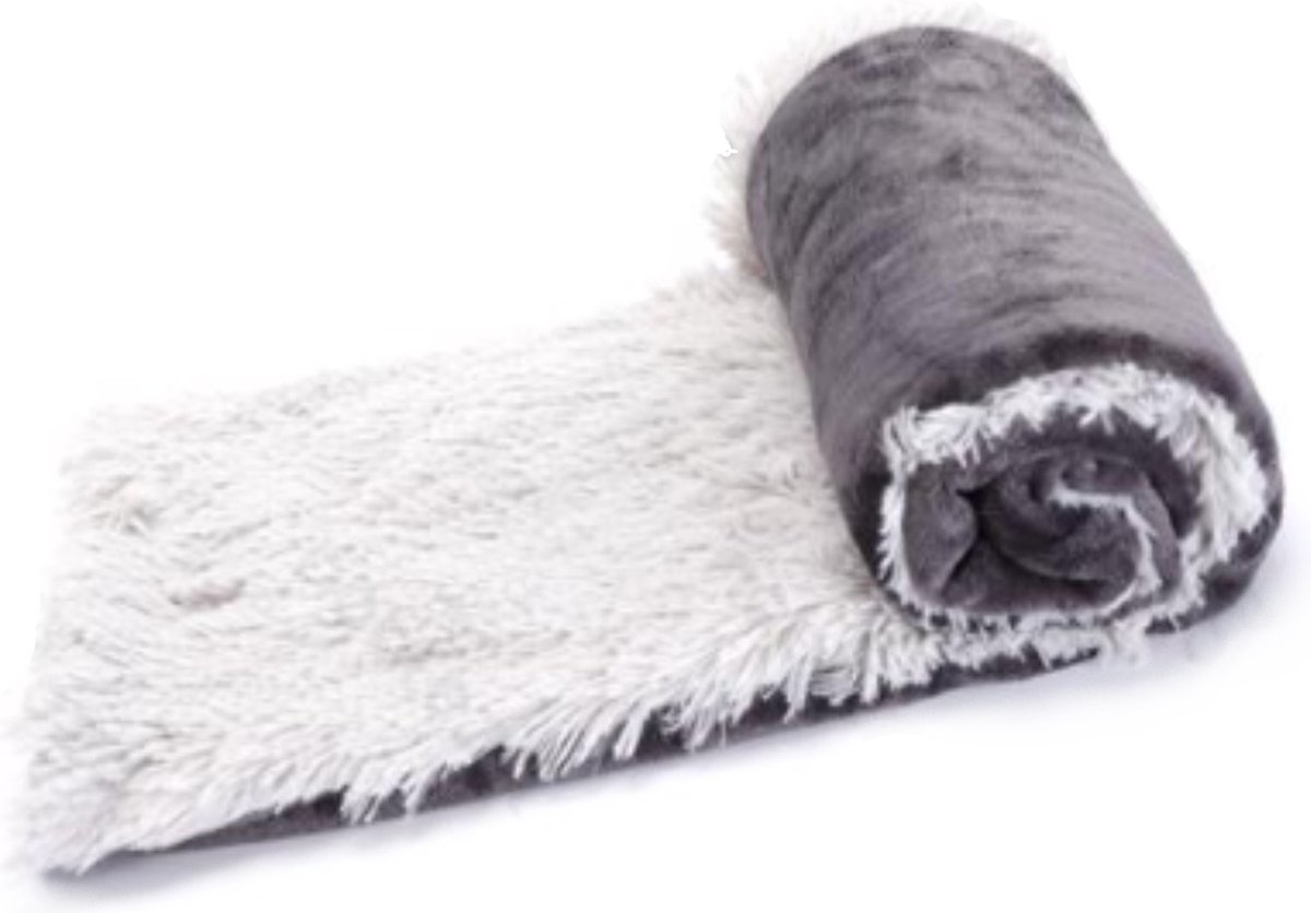 Fluffy hondendeken - hondendeken - fluffy deken - knuffeldeken - grijs - 100 x 120 cm