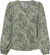 Only Blouse Onlsonja Life L/s Button Top Noos P 15251513 Seagrass/dot Leo Dames Maat - XS