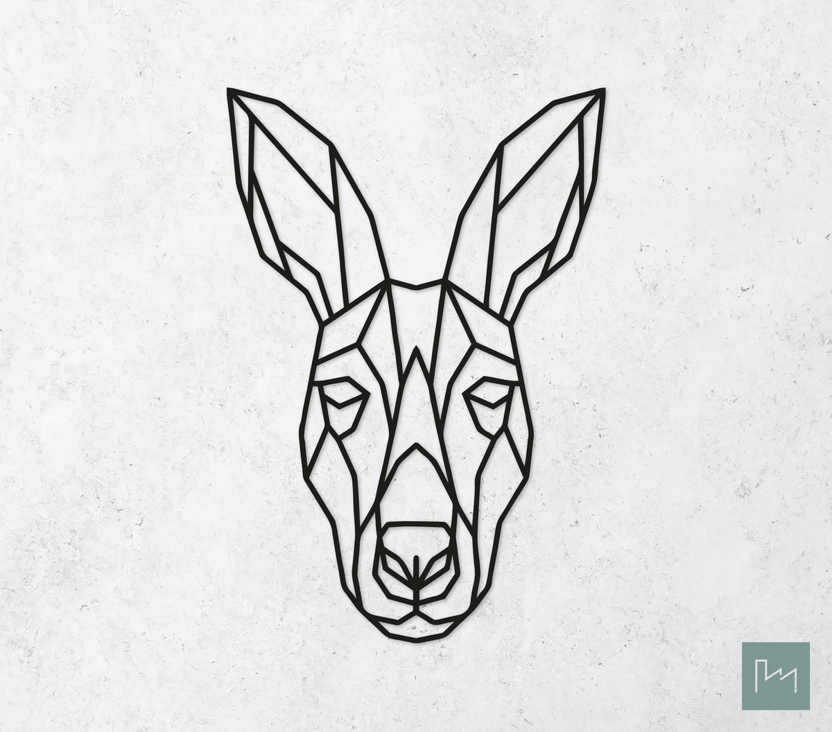 Laserfabrique Wanddecoratie - Geometrische Kangoeroe - Small - Zwart - Geometrische dieren en vormen - Houten dieren - Muurdecoratie - Line art - Wall art