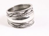 Brede hoogglans zilveren ring met kabelpatronen - maat 18