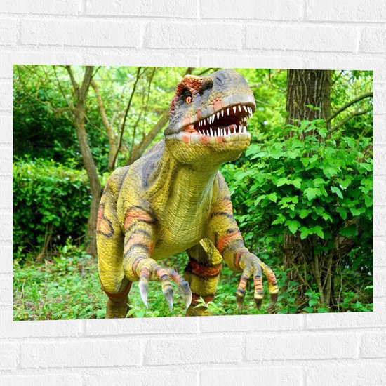 WallClassics - Sticker Muursticker - Dinosaurus dans la Forêt - 80x60 cm Photo sur Sticker Muursticker