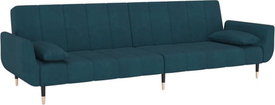 vidaXL - Slaapbank - 2-zits - met - 2 - kussens - fluweel - blauw
