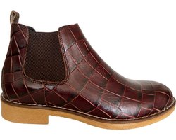 Leren schoenen- Heren Laarzen- Chelsea boots- Heren schoenen- Exclusief Stoere Mannen laarzen- Enkellaarsje 505- Leather- Bordeaux- Maat 42