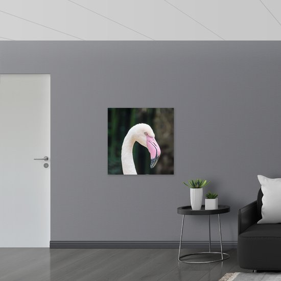 WallClassics - Poster (Mat) - Flamingo Witte au bec rose - Photo 80x80 cm sur papier poster aspect mat