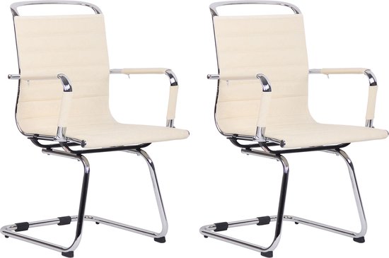 CLP Balve Set van 2 Eetkamerstoelen creme Echt leer