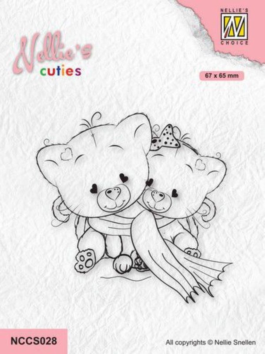 NCCS028 - Nellie Snellen Clear Stamp - Cosily Under A Warm Scarf - stempel kerst - Nellie's cuties - kat met sjaal - schattig