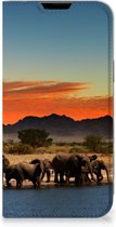 Telefoon Hoesje Geschikt voor iPhone 14 Plus Wallet Book Case Olifanten