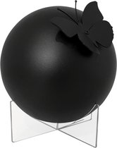 Urn bol met vlinder - mat zwart gepoedercoat - inhoud 3.3L - incl. kunststof sokkel - Nederlands design- design urn