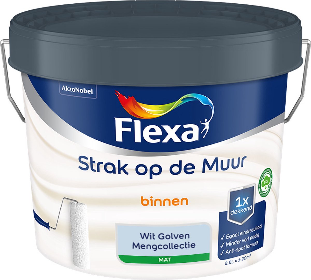 Flexa - Strak op de muur - Muurverf - Mengcollectie - Wit Golven - 2,5 liter