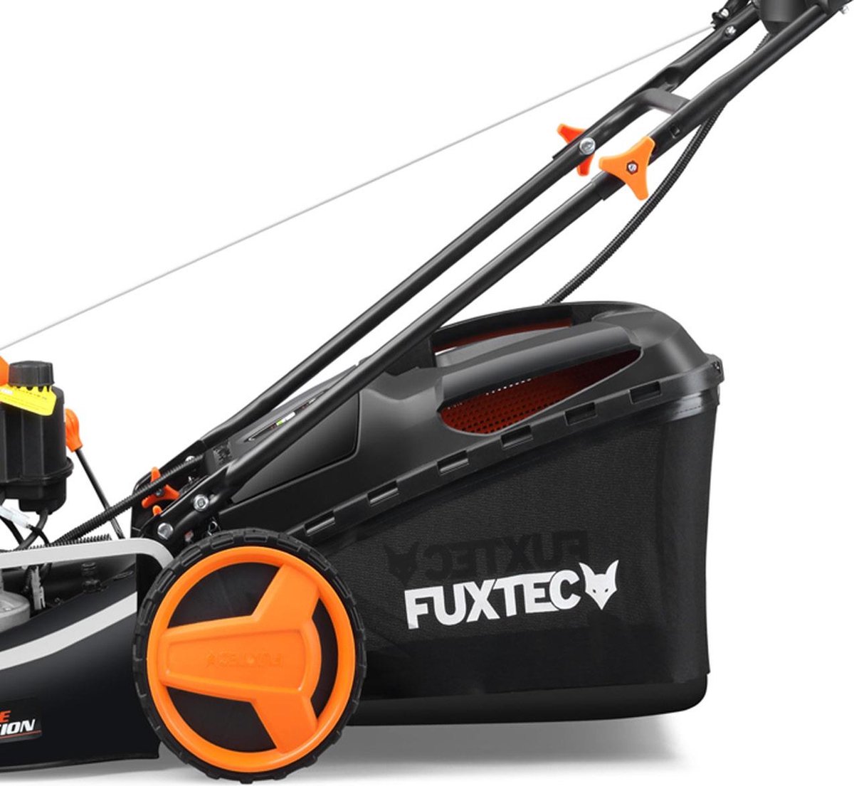 FUXTEC 4in1 Benzine Grasmaaier FX-RM5196eS - Elektrische Start - 6pk/4.4kW - 51cm Maaibreedte ,Hoogteverstelling 25mm-75mm - 4-Takt - Achterwielaandrijving, 60L Grasvanger - Mulchfunctie & Zij-uitworp – foto 8