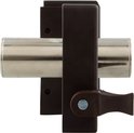 Oplegslot met vaste buitencilinder, 50 mm, donkerbruin en zilverkleurig.