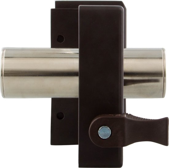 Oplegslot met vaste buitencilinder, 50 mm, donkerbruin en zilverkleurig.
