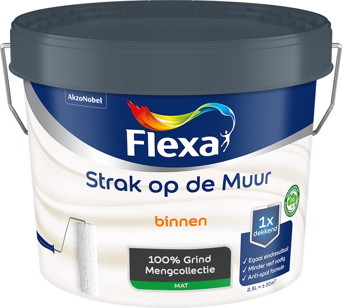 Flexa - Strak op de muur - Muurverf - Mengcollectie - 100% Grind - 2,5 liter
