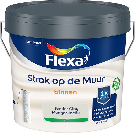 Foto: Flexa strak op de muur muurverf mengcollectie tender clay 5 liter