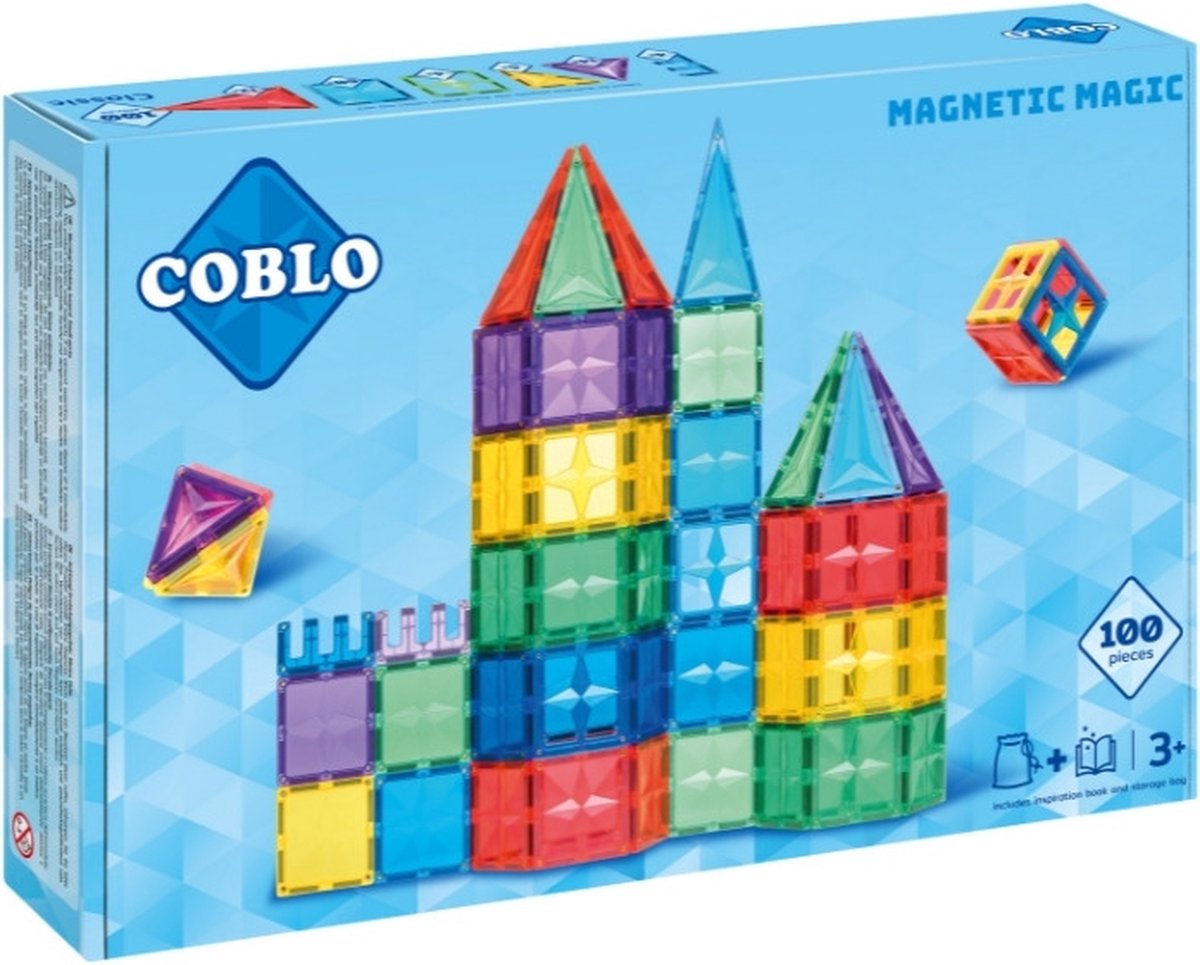 Coblo Classic 100 stuks - Magnetisch speelgoed - Montessori speelgoed - Magnetische Bouwstenen - Magnetische tegels - STEM speelgoed - Cadeau kind - Speelgoed 3 jaar t/m 12 jaar