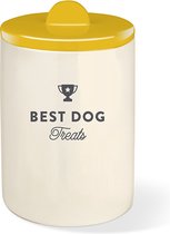 Petshop by Fringe studio - 465103 - Best Dog Ochre Treat Jar - Keramiek - Keramieken - Snoeppot hond - Pot voor snack - Pot voor hondenkoekjes - Voorraadbus - Leuke Voorraadpot - Bewaarpot - Opbergpot