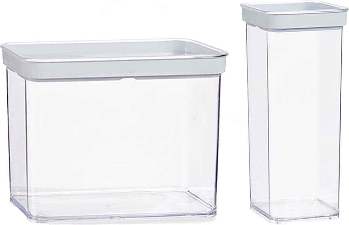 Gondol Plastics 4x kunststof voedsel voorraad potten/bakjes set met deksel 2.2 en 1.5 liter