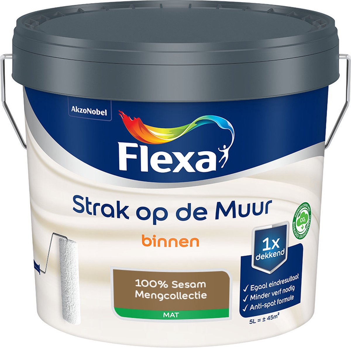 Flexa - Strak op de muur - Muurverf - Mengcollectie - 100% Sesam - 5 Liter