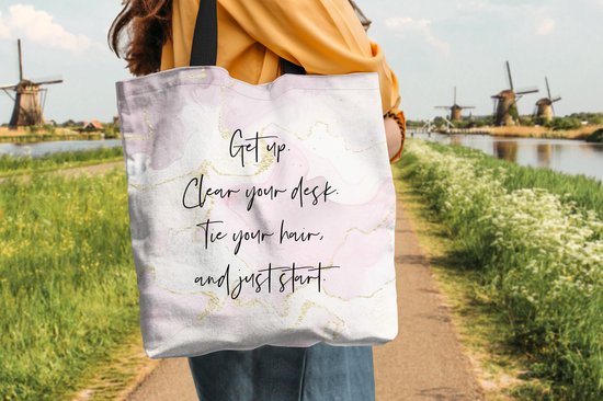 Sac Bandoulière - Sac De Plage - Shopper Étudiants - Citations - Motivation - Marbre - 45x45 cm - Sac Coton