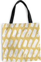 MuchoWow® Schoudertas - Strandtas - Big Shopper - Boodschappentas - Geel - Design - Wit - 45x45 cm - Katoenen tas