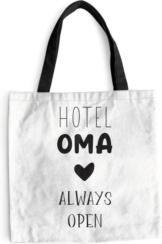 MuchoWow® Sac à bandoulière - Sac de plage - Big Shopper - Sac de courses - Hotel grand-mère toujours ouvert - Citations - Grand-mère - Dictons - 45x45 cm - Sac en coton