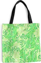MuchoWow® Schoudertas - Strandtas - Big Shopper - Boodschappentas - Patronen - Abstract - Bladeren - Groen - 45x45 cm - Katoenen tas