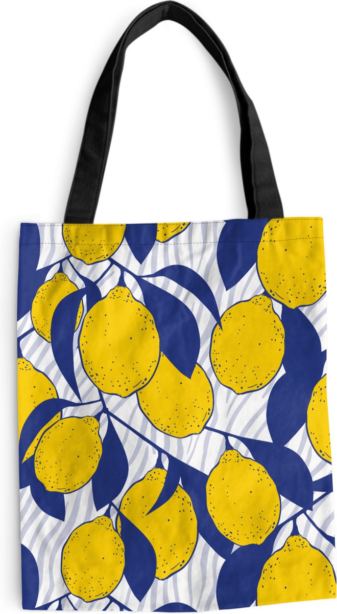 MuchoWow® Schoudertas - Strandtas - Big Shopper - Boodschappentas - Citroen - Zebra - Fruit - Patronen - 40x50 cm - Katoenen tas
