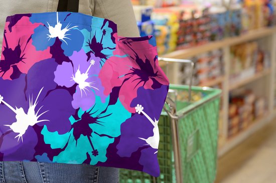 Sac Bandoulière - Sac De Plage - Shopper Tropical - Fleurs - Hawaï - Motif - 50x40 cm - Sac Coton