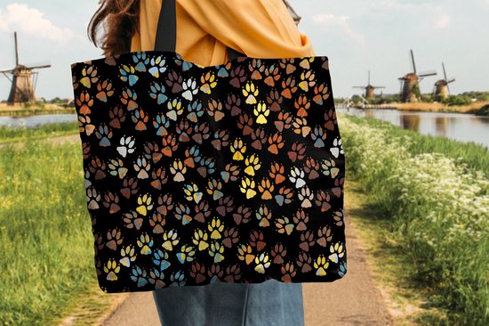 Sac Bandoulière - Sac De Plage - Motifs Shopper - Chiens - Pieds - 50x40 cm - Sac Coton