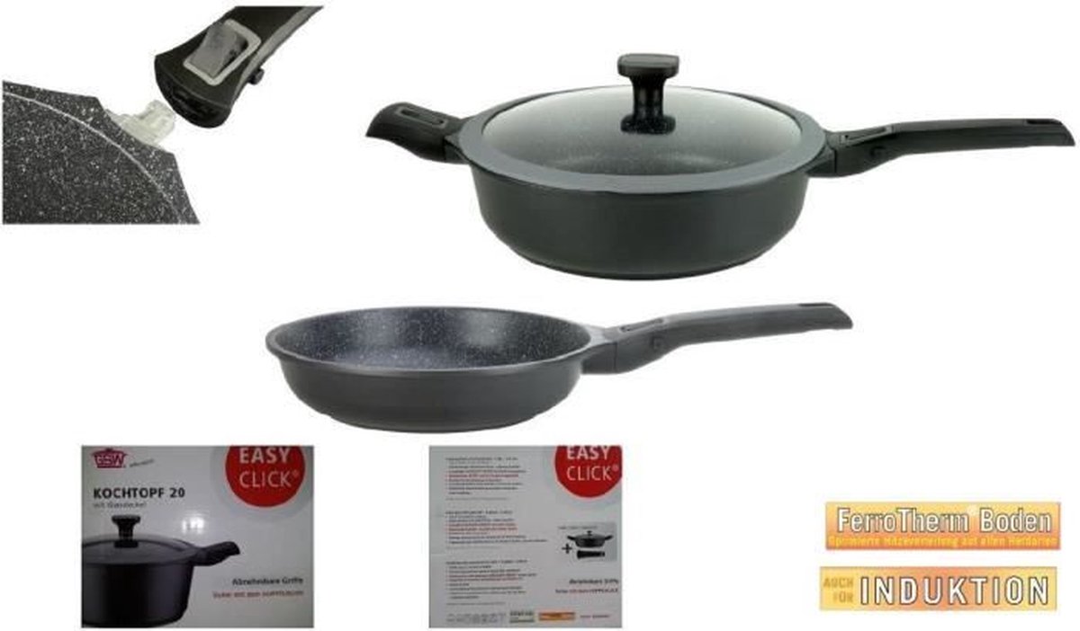 GSW - Easyclick - Koekenpan - Ø 28 cm - Gegoten aluminium - Alle warmtebronnen inclusief inductie
