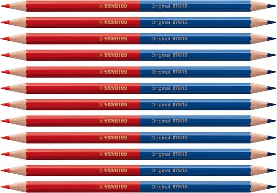 STABILO Original - Kleurpotlood - Met Elastische Kern Voor Haarfijne Lijnen - Rood/Blauw - Doos 12 Stuks