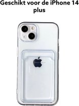 iphone 14 plus hoesje siliconen antischok met pas houder doorzichtig back cover- apple iphone 14 plus hoesje siliconen proof case met card houder transparant achterkant