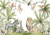 Fotobehangkoning - Behang - Fotobehang - Jungle Dieren - Into The Jungle - Vliesbehang - 368 x 280 cm