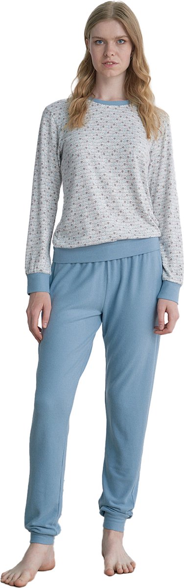 Pijadore - Dames Pyjama Set, Lange Mouwen, Blauw - XL