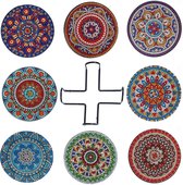 Diamond painting - Mandala Onderzetters - Ronde steentjes - Compleet Hobbypakket - 8 stuks Diamond painting - Mandala Onderzetters - Ronde steentjes - Compleet Hobbypakket - 8 stuks