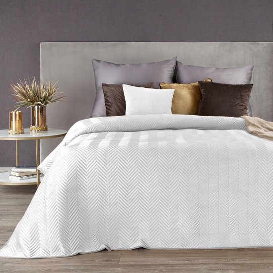 Oneiro’s luxe SOFIA Beddensprei Wit - 200x220 cm – bedsprei 2 persoons– beddengoed – slaapkamer – spreien – dekens – wonen – slapen