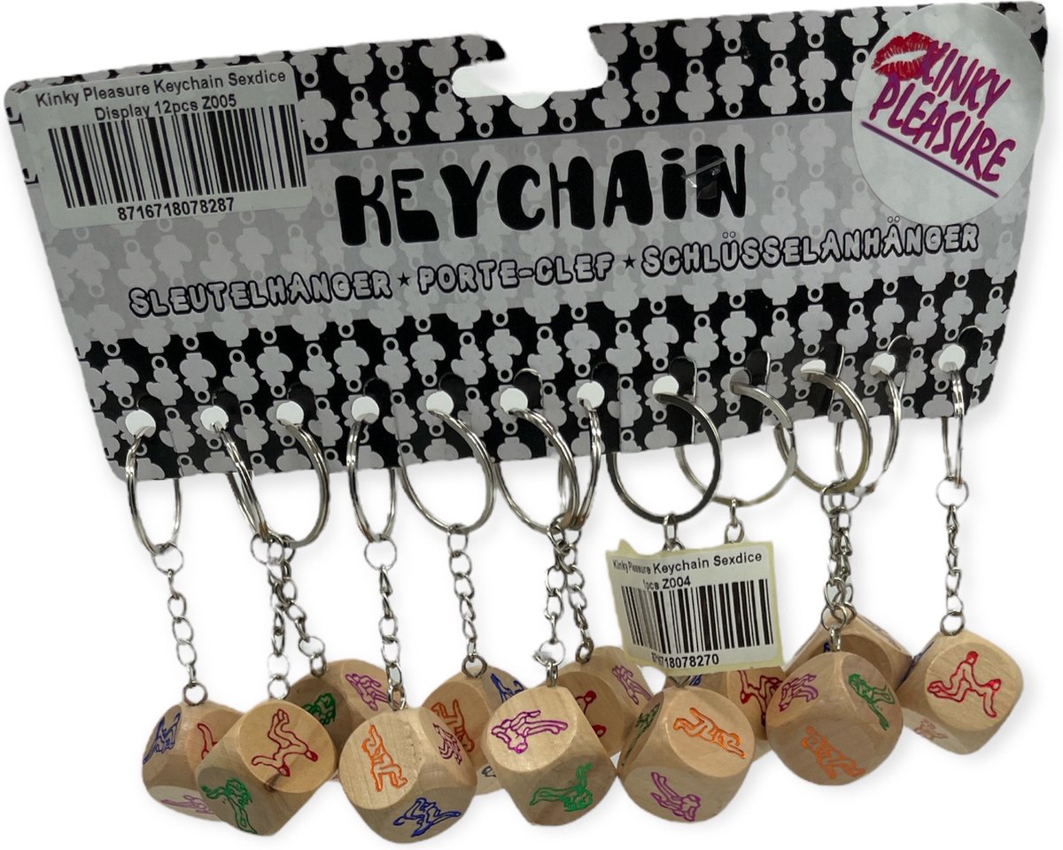 Kinky Pleasure Sleutelhanger Kamasutra Dobbelsteen Display 12 Stuks