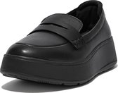FitFlop F-Mode Leather Flatform Penny Loafers ZWART - Maat 38