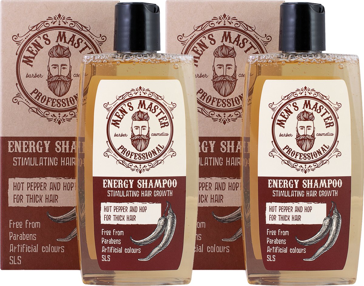 Men's Master Energy Shampoo Mannen - Stimuleert Haargroei & Vermindert Haarverlies - Voordeelverpakking - 2 x 260ML