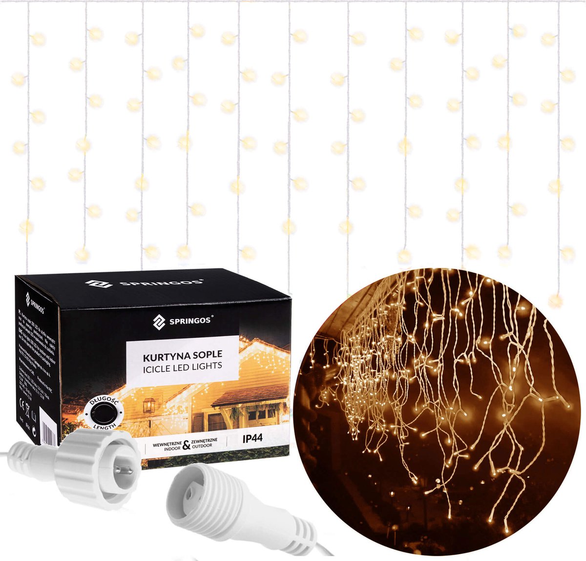 Springos IJspegel Verlichting Buiten - IJspegel Verlichting - 20 m + 2.5 m Snoer - Connectable - 500 LED - Warm Wit