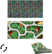 Carpet City & Boerderij Speelkleed - Speelmat 100x200 cm - Dubbelzijdig - Vloerkleed Kinderkamer - Antislip Speeltapijt - Verkeerskleed - Cadeau